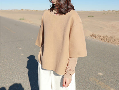 edoa Double Faced Wool Pullover Coat 