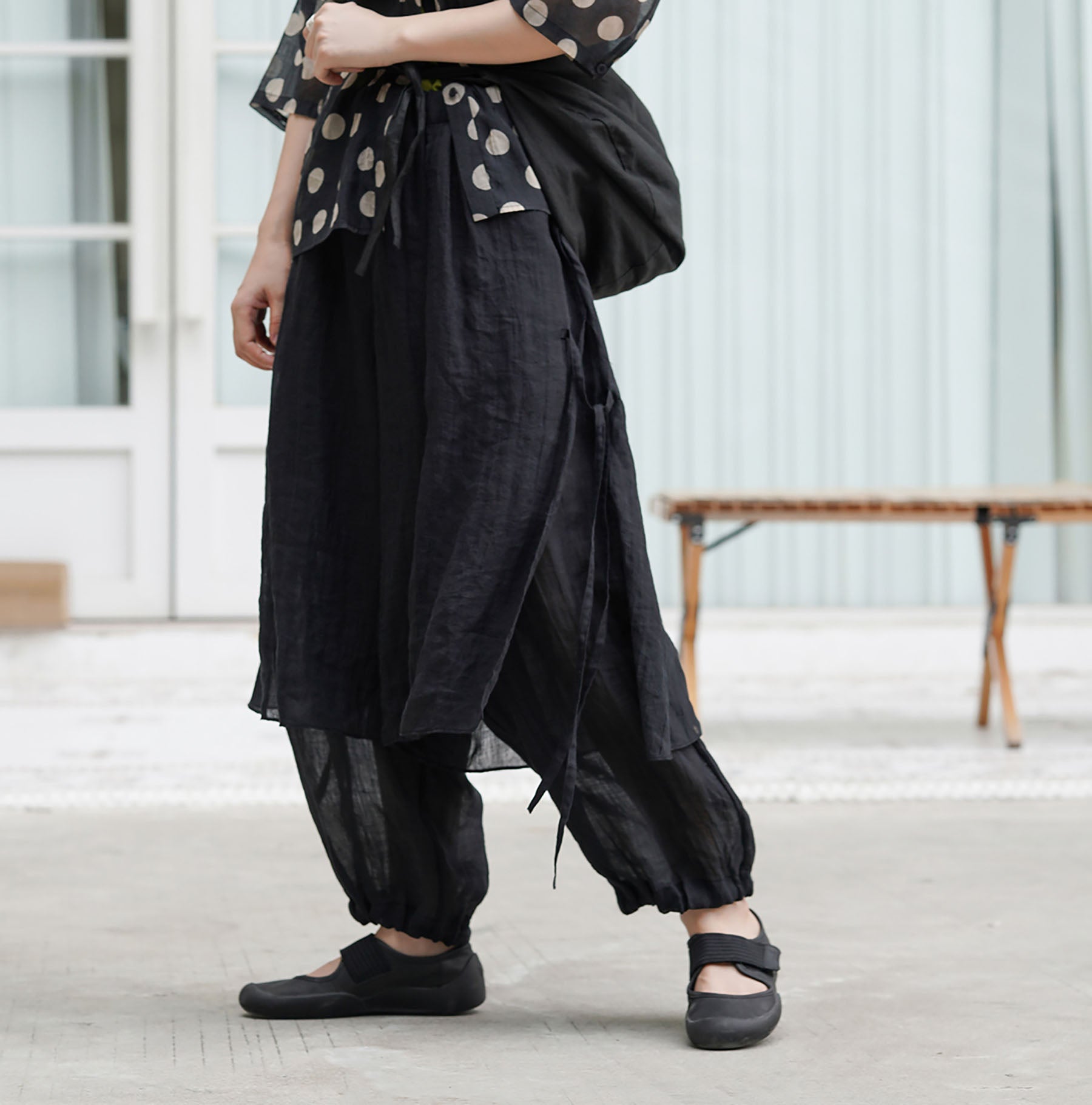 edoa Ramie Two Layer Lantern Pants 