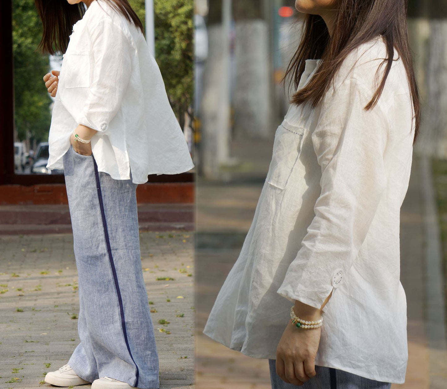 edoa High Count Thin Ramie Blouse