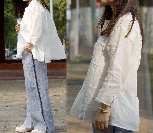edoa High Count Thin Ramie Blouse