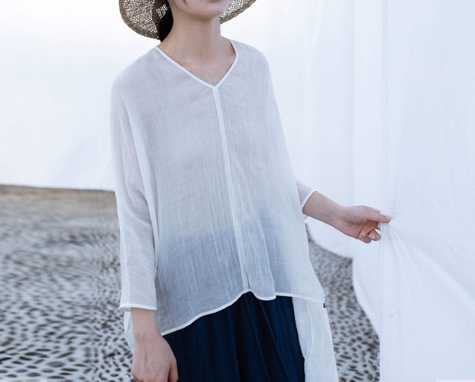 edoa Crumpled Ramie Smock