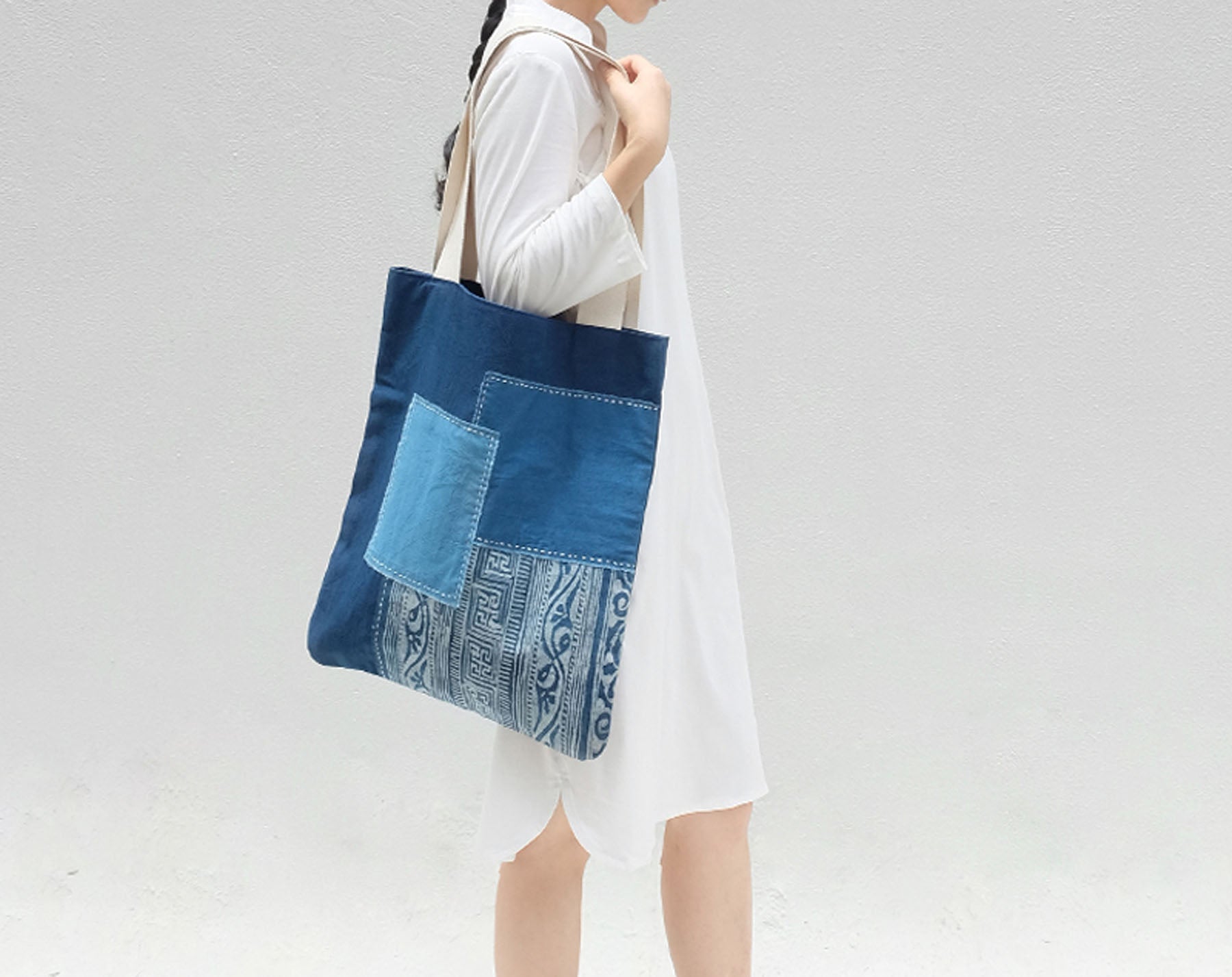 edoa High Counted Knit Cotton Cheongsam Dress