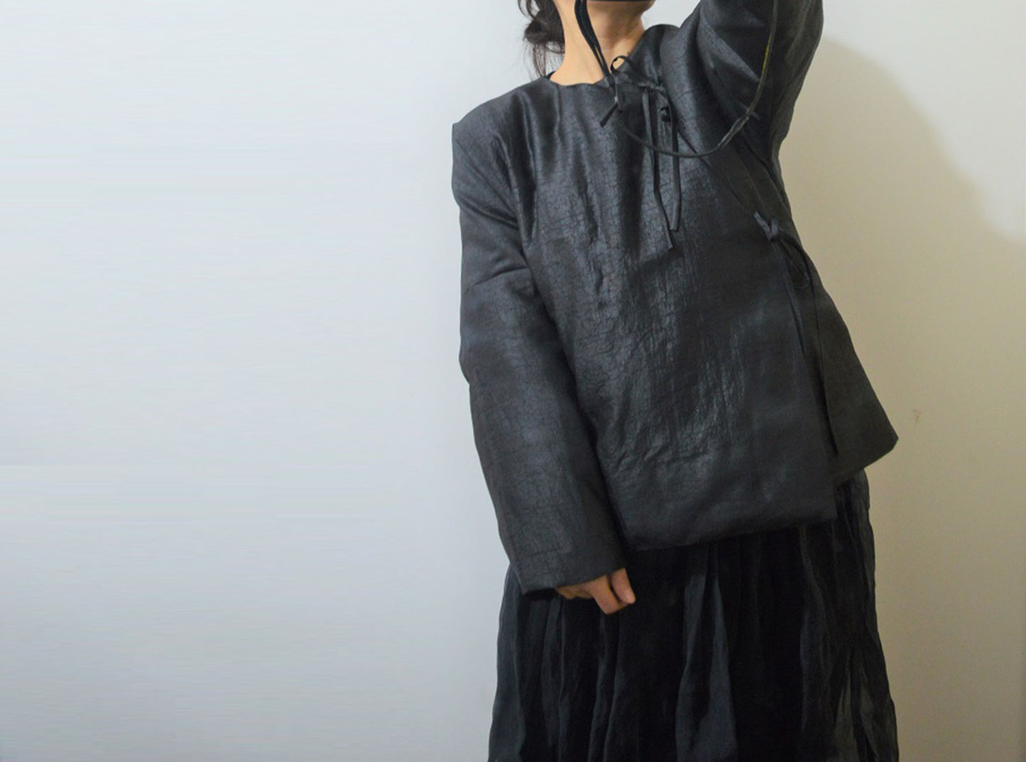 Cracked Mud Silk Goose Down Coat co0088 A446