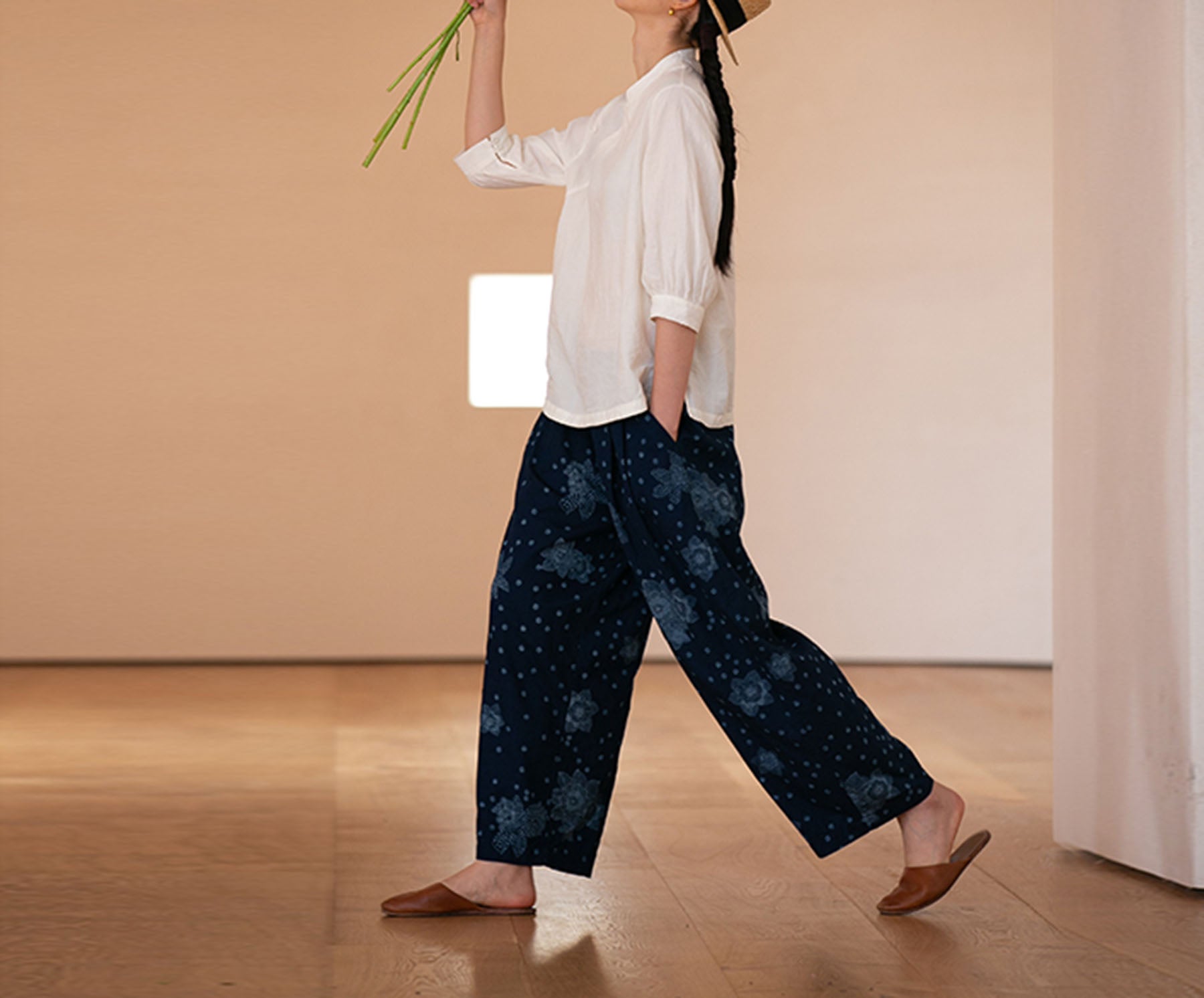 edoa Washed Linen Modified Qipao Top