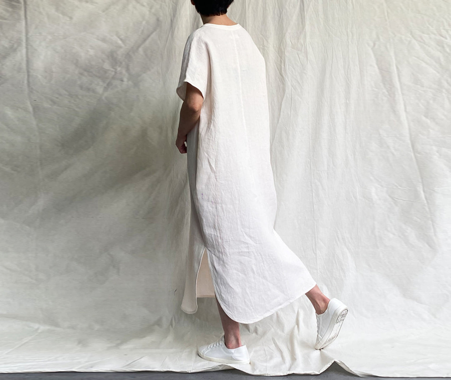 edoa Loose Linen Orient Tunic Dress