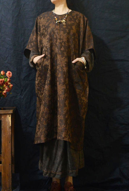 edoa Plant Dyed Silk Wool Blend Jacquard Tunic 