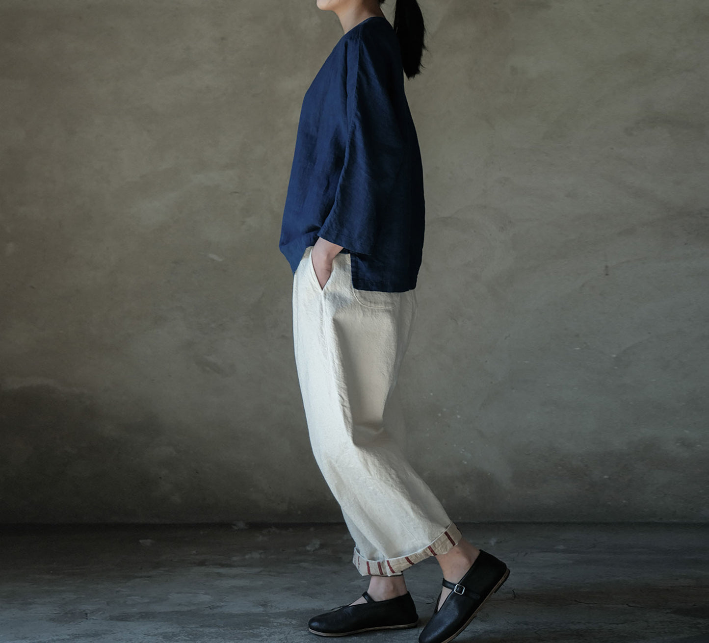 edoa Linen Bracelet Sleeve Chinese Shirt 