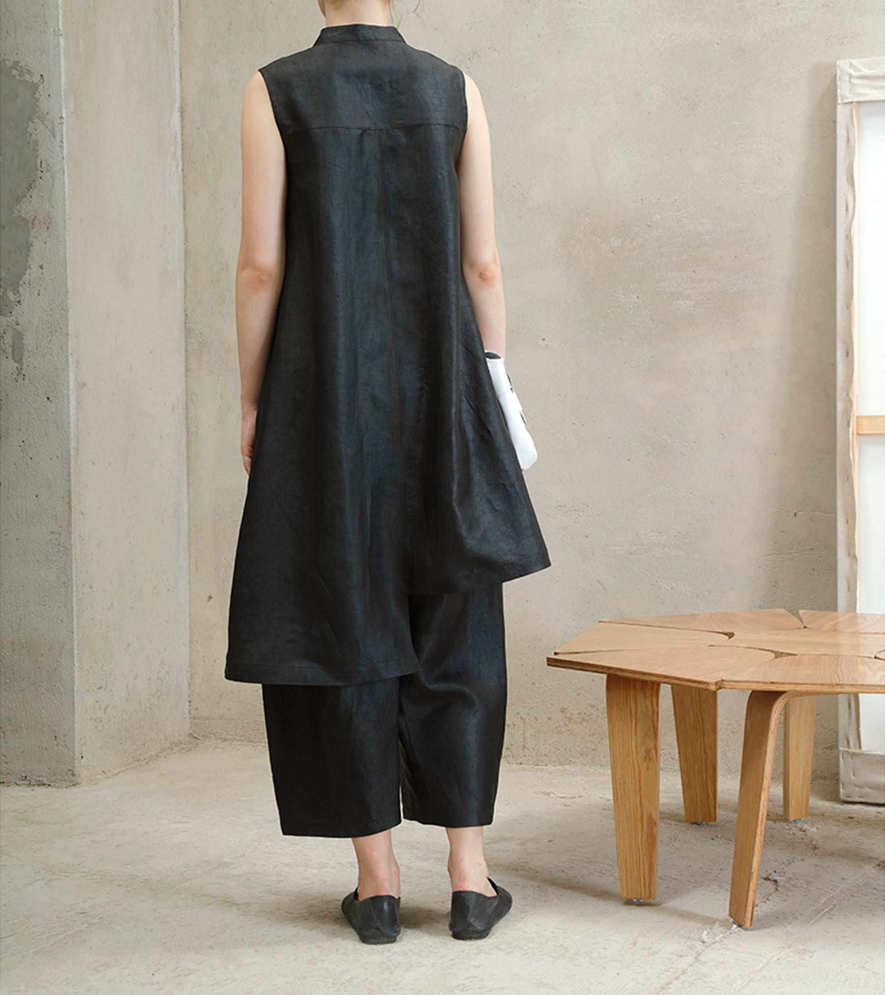 edoa Asymmetrical Mud Silk Qipao