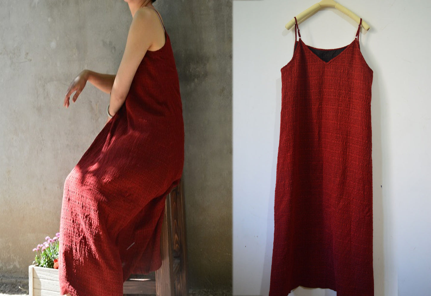 edoa Reversible Mud Silk Jacquard Camisole Dress