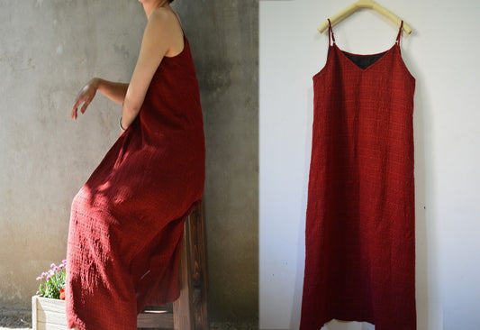 edoa Reversible Mud Silk Jacquard Camisole Dress