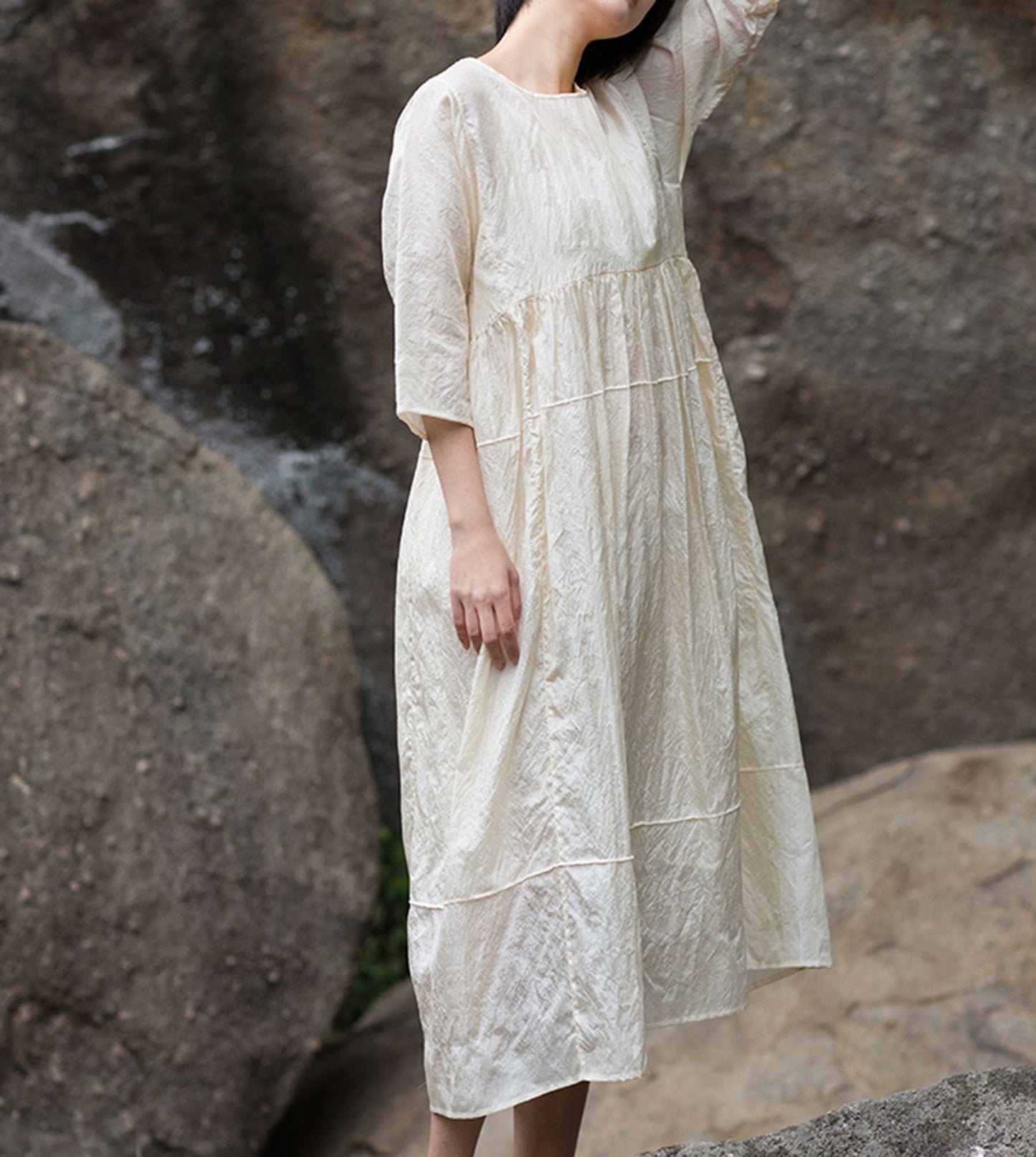 edoa Tussah Silk High Waist Dress