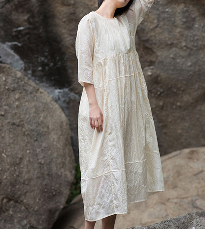 edoa Tussah Silk High Waist Dress