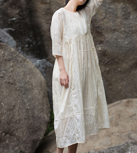 edoa Tussah Silk High Waist Dress