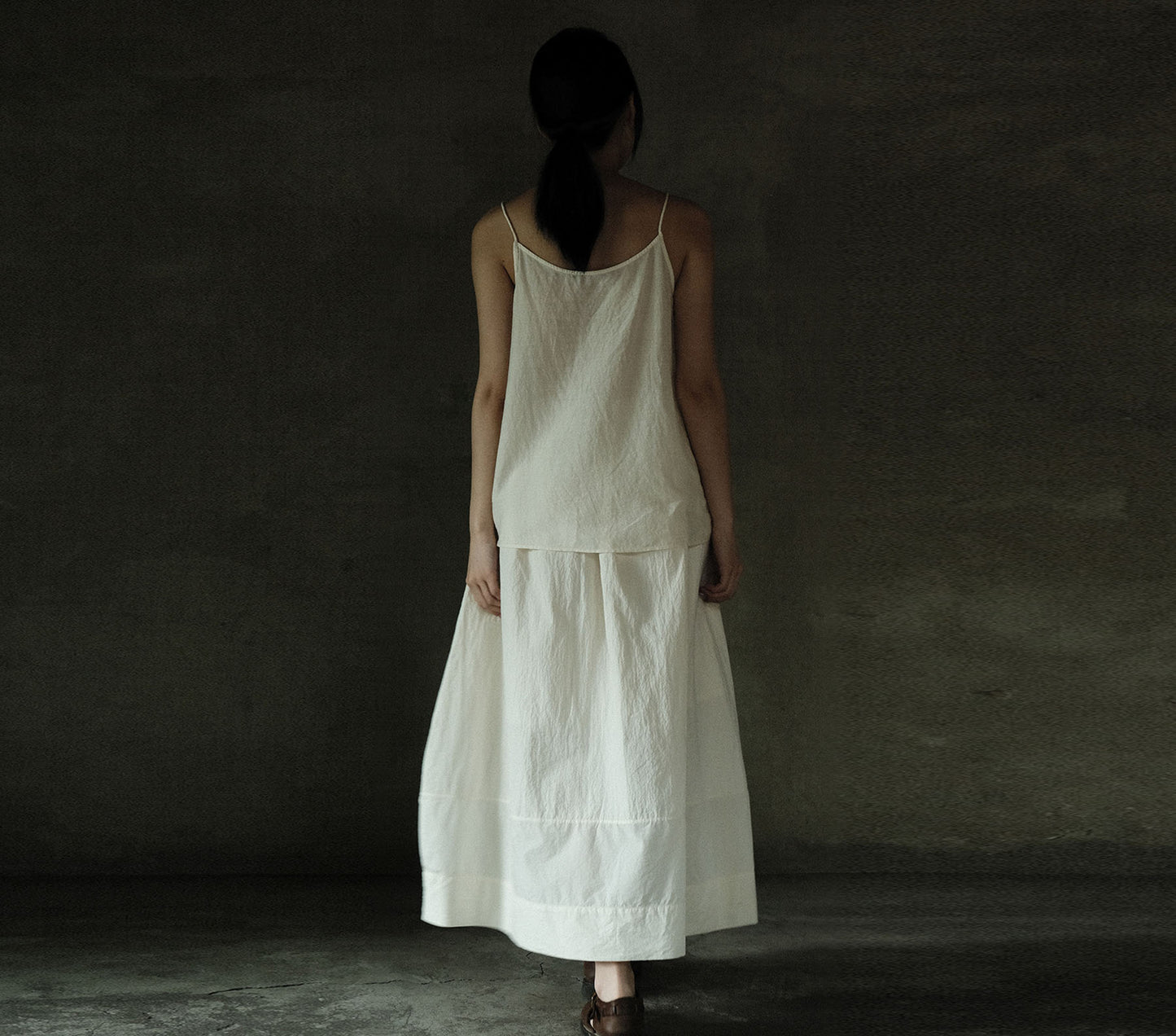 edoa Crinkled Paper Cotton Gathered Lantern Skirt 