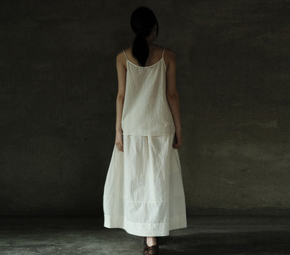 edoa Crinkled Paper Cotton Gathered Lantern Skirt 