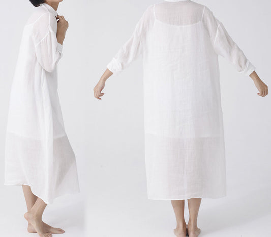 edoa Supersized Boyfriend Long Sleeve Shirtdress