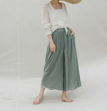 edoa Silk Velvet Wide Leg Pants