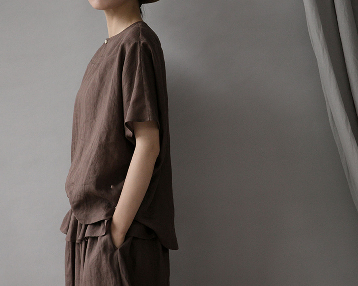 edoa Minimalist Thin Ramie Blouse 