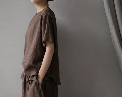 edoa Minimalist Thin Ramie Blouse 