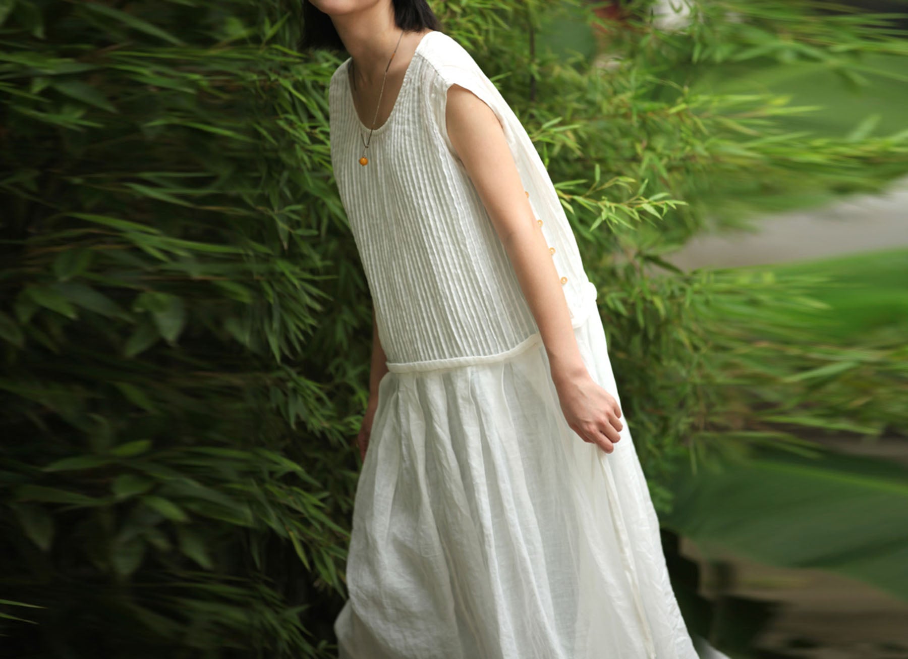 edoa Pintucked Pleated Maxi Dress