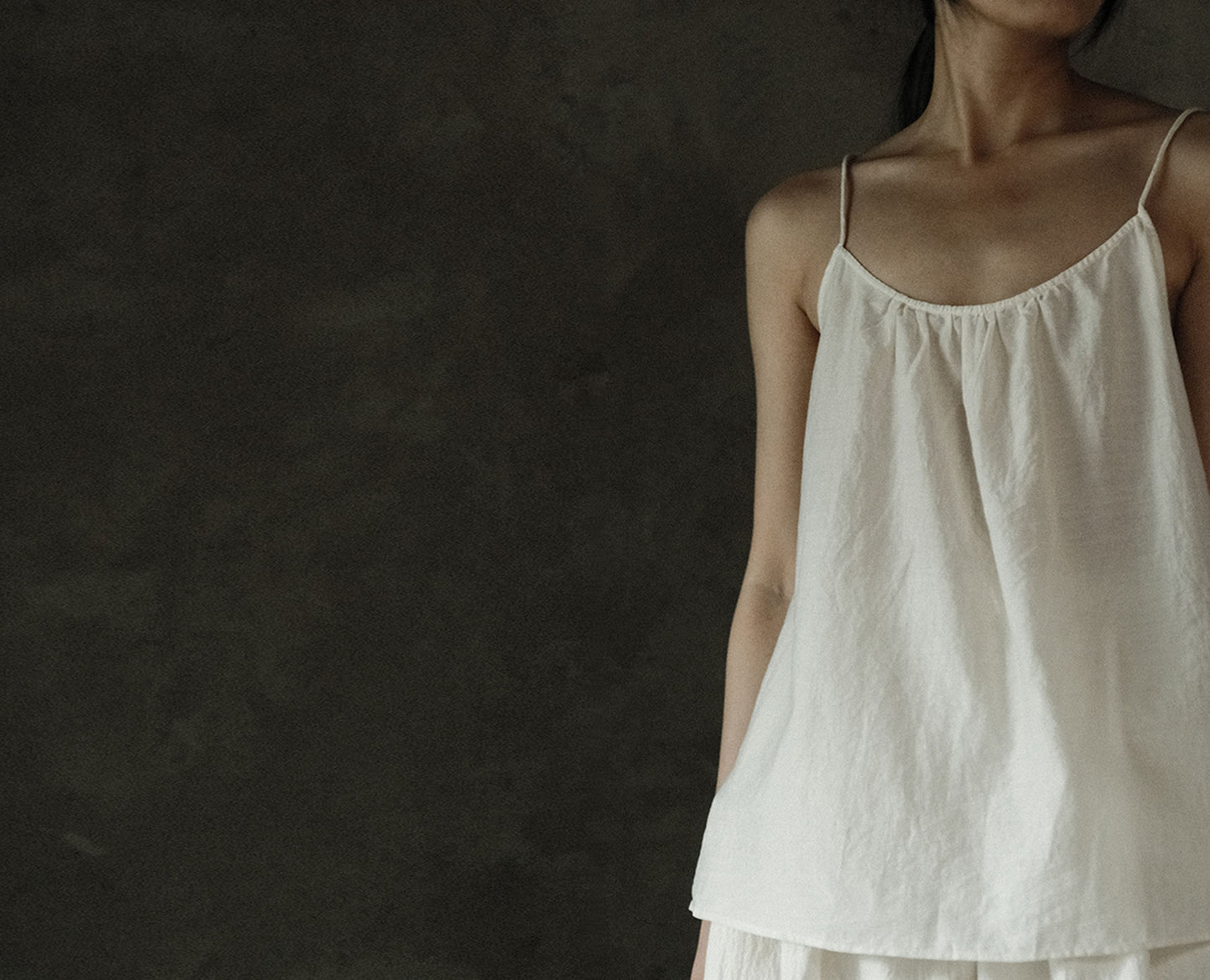 edoa Crinkled Paper Cotton Gathered Cami Top