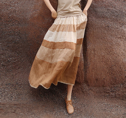 edoa Ramie Gauzy Patchwork Tiered Skirt