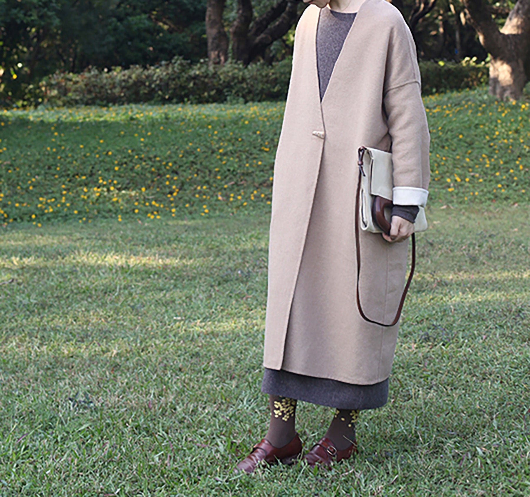 edoa Two-tone Double-faced Wool Coat
