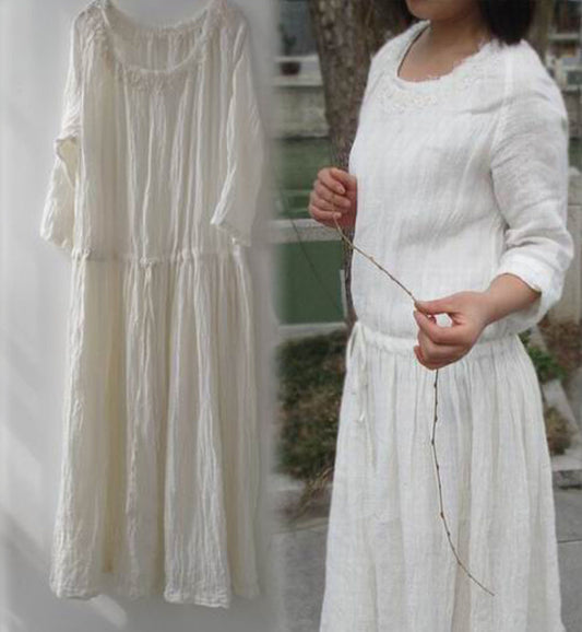 edoa Hand Embroidered Double layers Raw Edged Dress