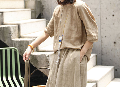 edoa Loose Distressed Linen Tee 