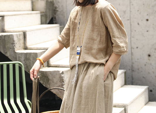 edoa Loose Distressed Linen Tee 