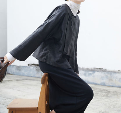 edoa Cracked Mud Silk Asymmetric Placket Chinese Jacket 