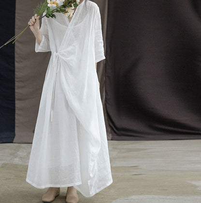 edoa High Counted Ramie Tie Dress