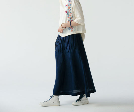 edoa PIntucked Linen A-line Skirt