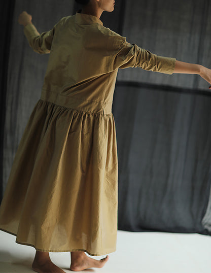 edoa Dupioni Silk Stand Collar Dress 