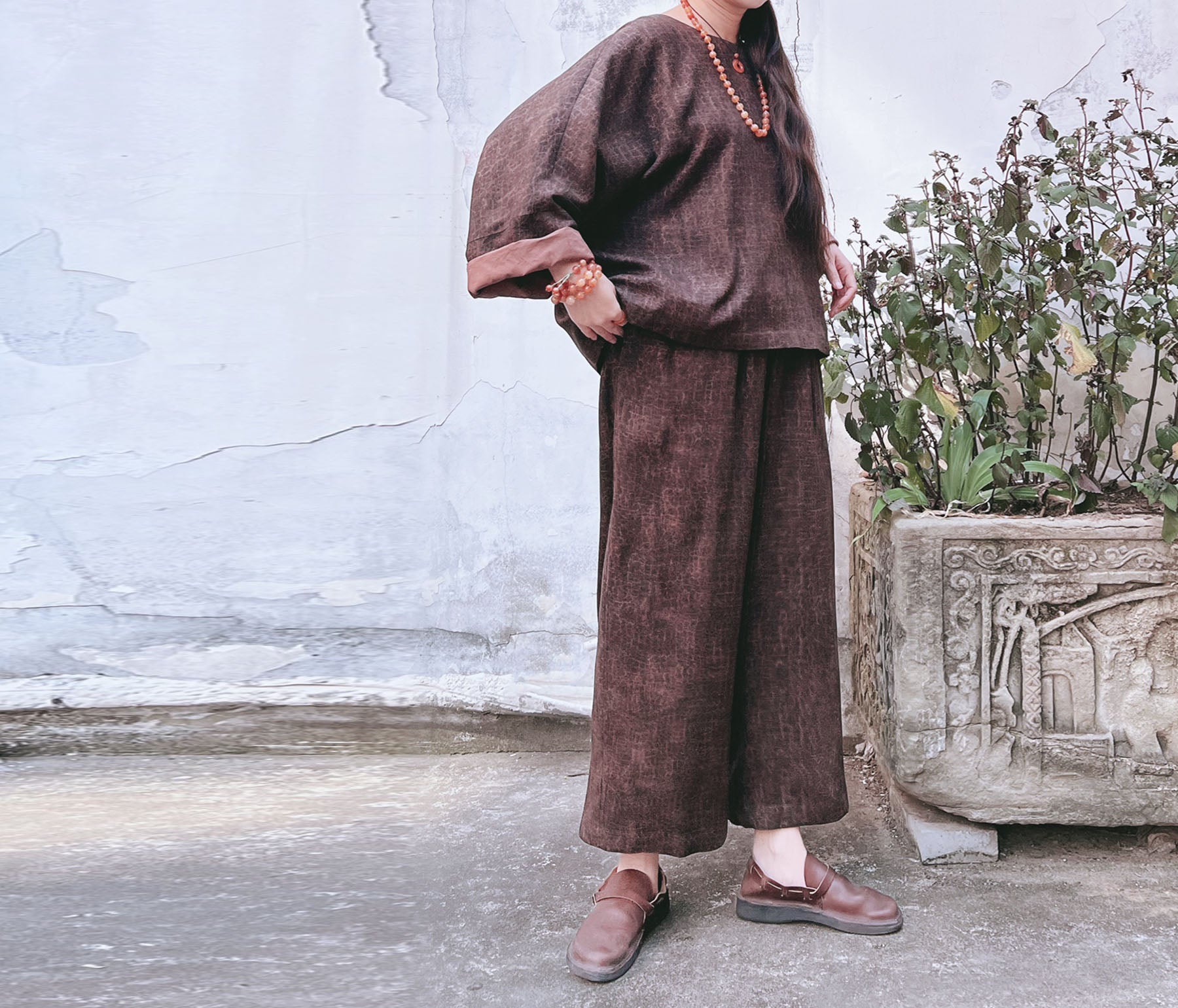 edoa Cracked Mud Silk Set Indluding Top