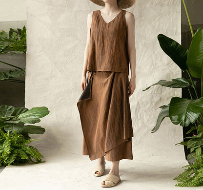 edoa Cracked Mud Silk Crop Apron Pants
