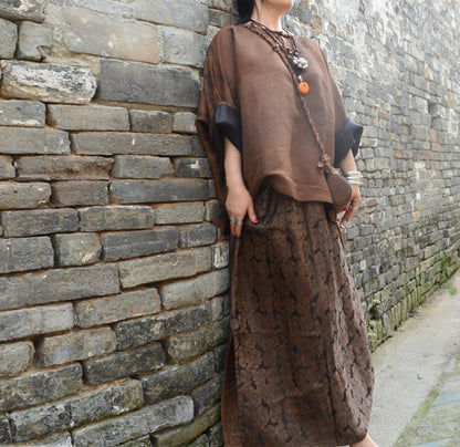 edoa Mud Silk Rose Juquard Skirt 