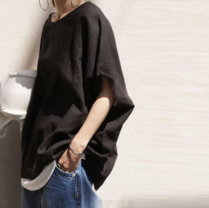edoa Oversized Minimalist Linen Blouse