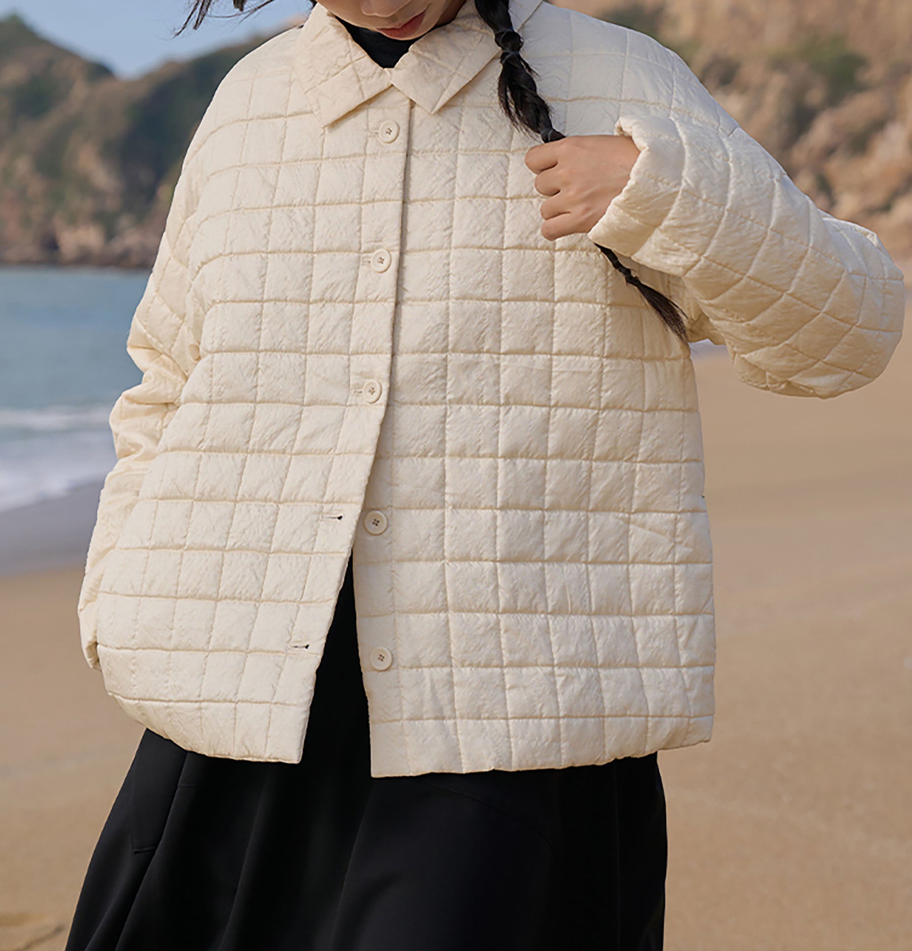 edoa Tussah Silk Padded Overshirt