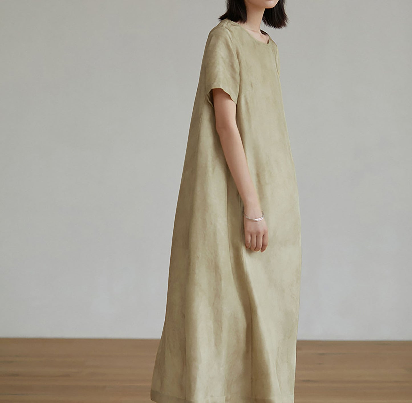 edoa Distressed Mulberry Silk A-line Dress