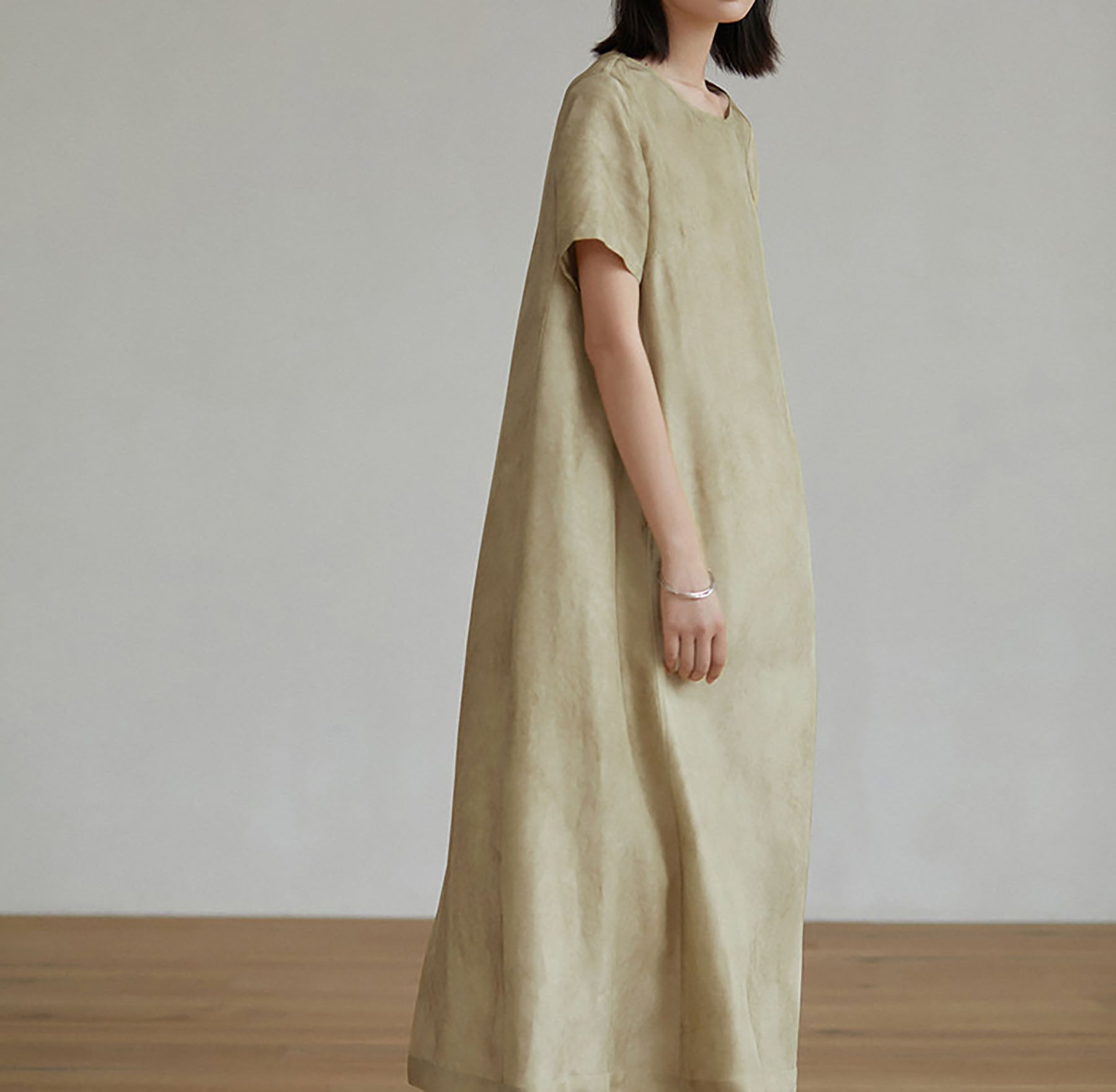 edoa Distressed Mulberry Silk A-line Dress