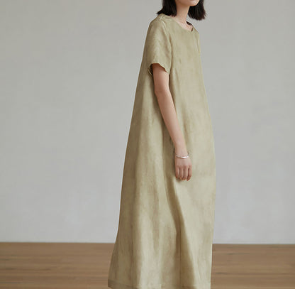 edoa Distressed Mulberry Silk A-line Dress