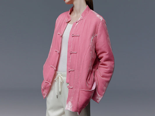 edoa Silk Velvet Quilted Jacket