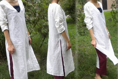 edoa Basic Linen White Tunic