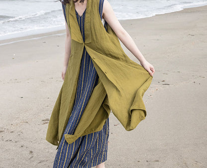 edoa Summer Linen Long Vest