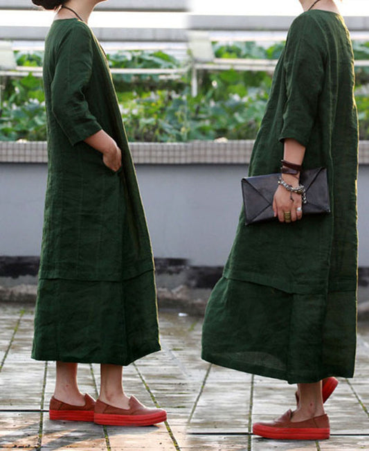 edoa Three Quarters Sleeve Long Dress