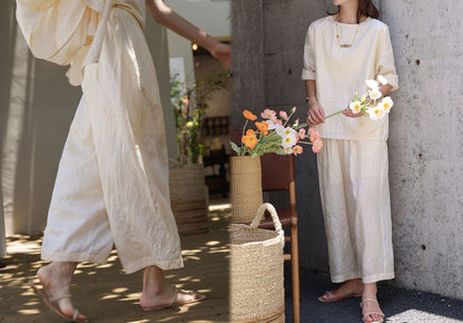 edoa Loose Fitting Tussah Silk Pants