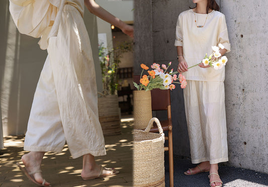 edoa Loose Fitting Tussah Silk Pants