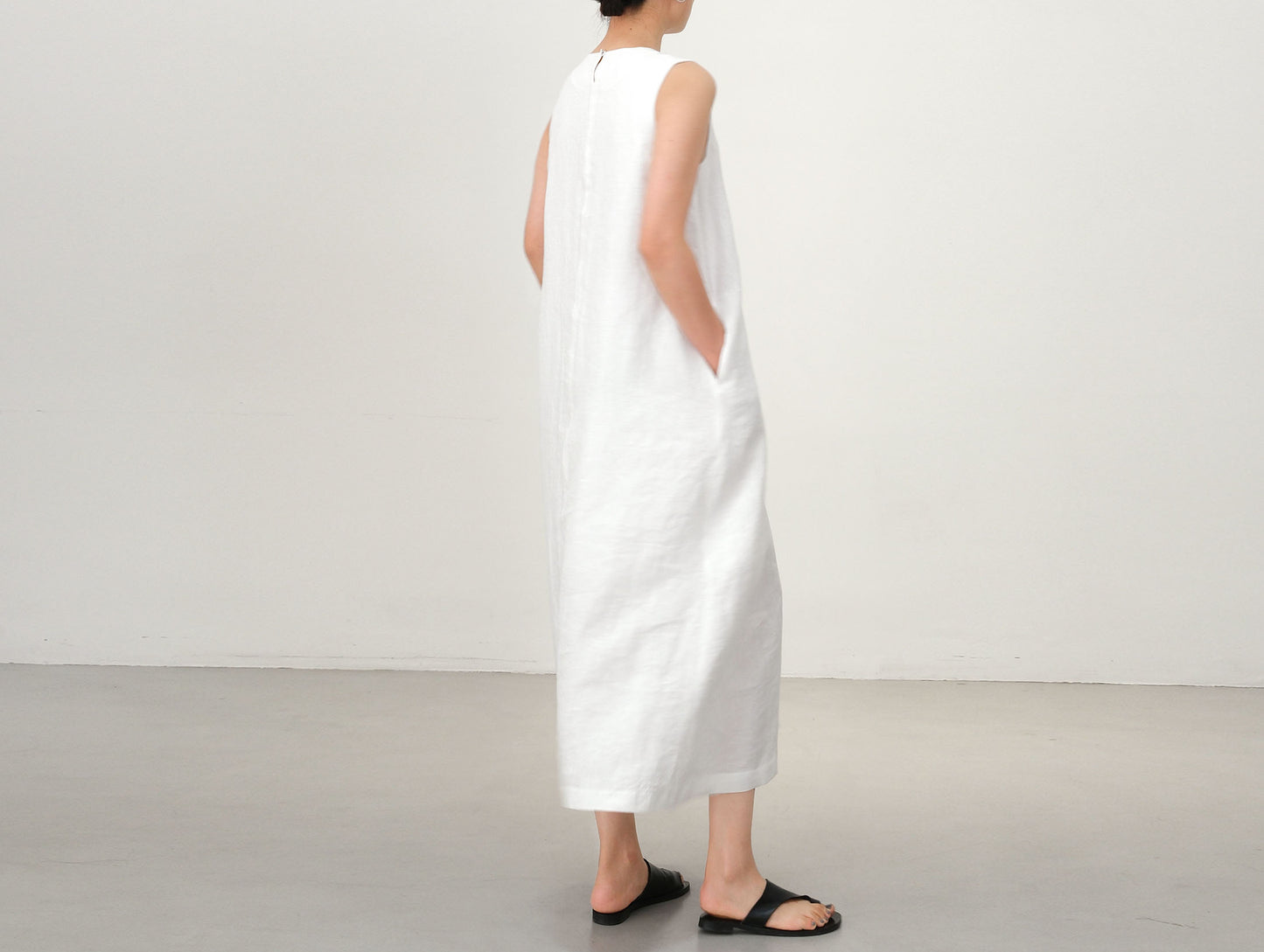 edoa Pink Linen Sleeveless Summer Dress