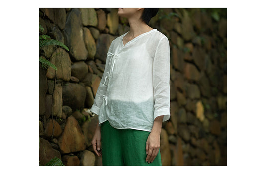 edoa High Counted Ramie Blouse